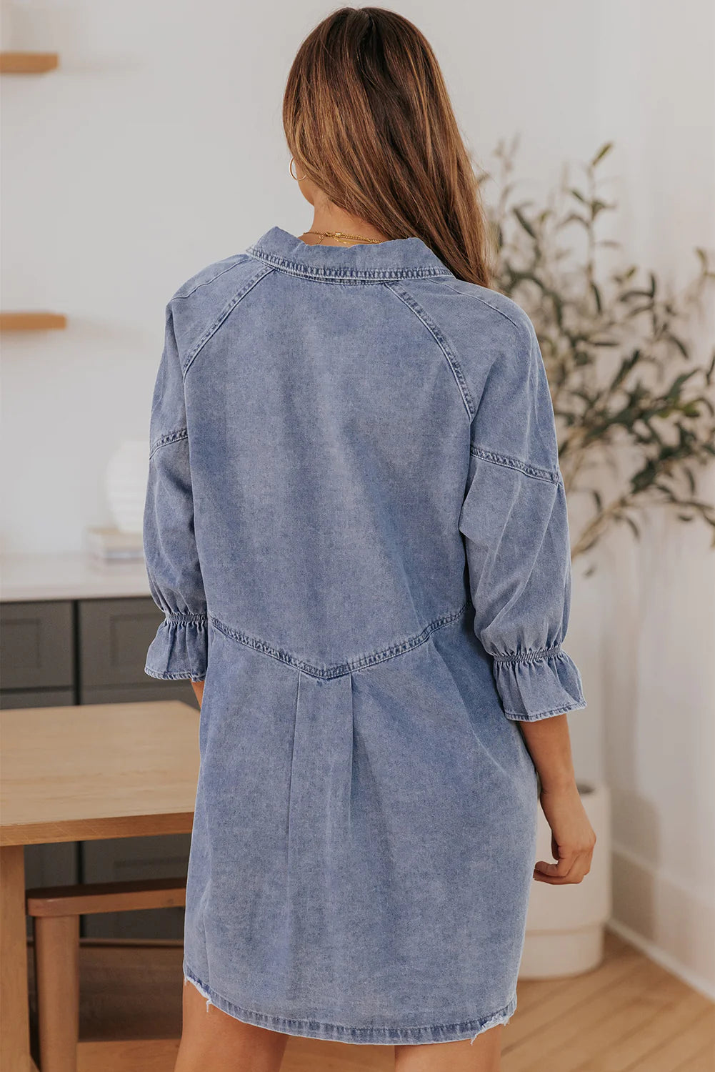 UrbanDenim Sleeve Denim Mini Dress