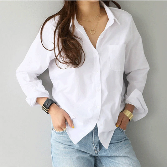 Trendy chic white women's blouse