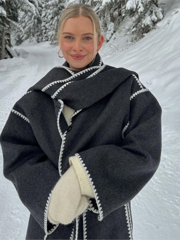 Manteau femmes en patchwork avec écharpe Cachefusione
