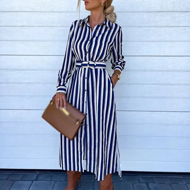 Eleganza long striped shirt dress