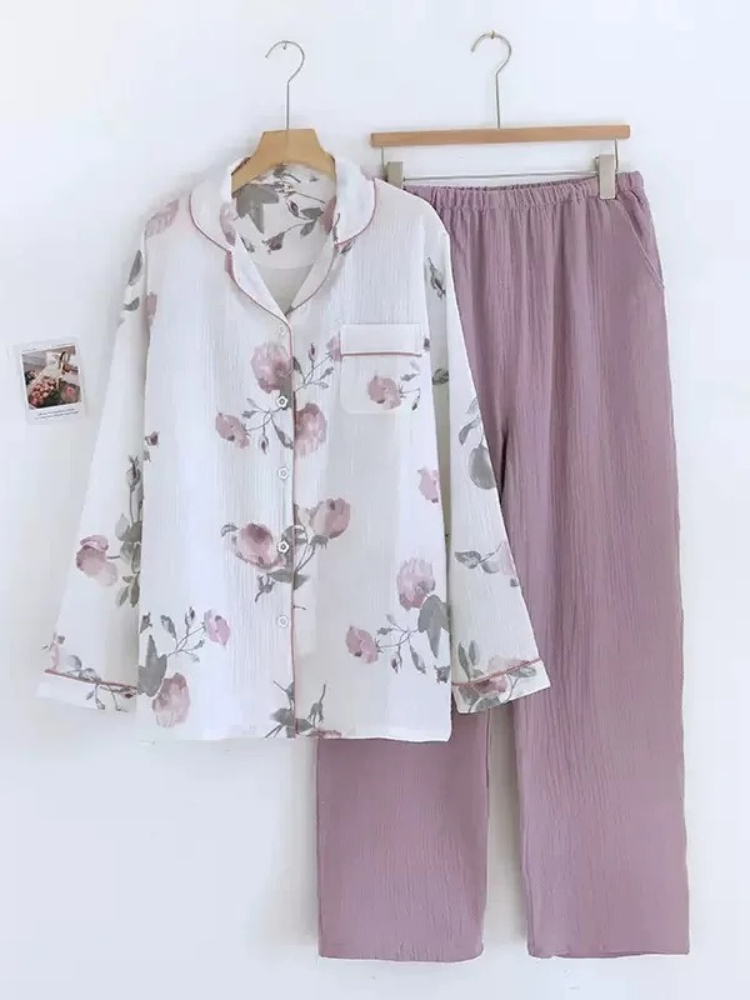 Chemise de nuit printemps-été en mélange coton-polyester Chemise de nuit printemps-été en mélange coton-polyester