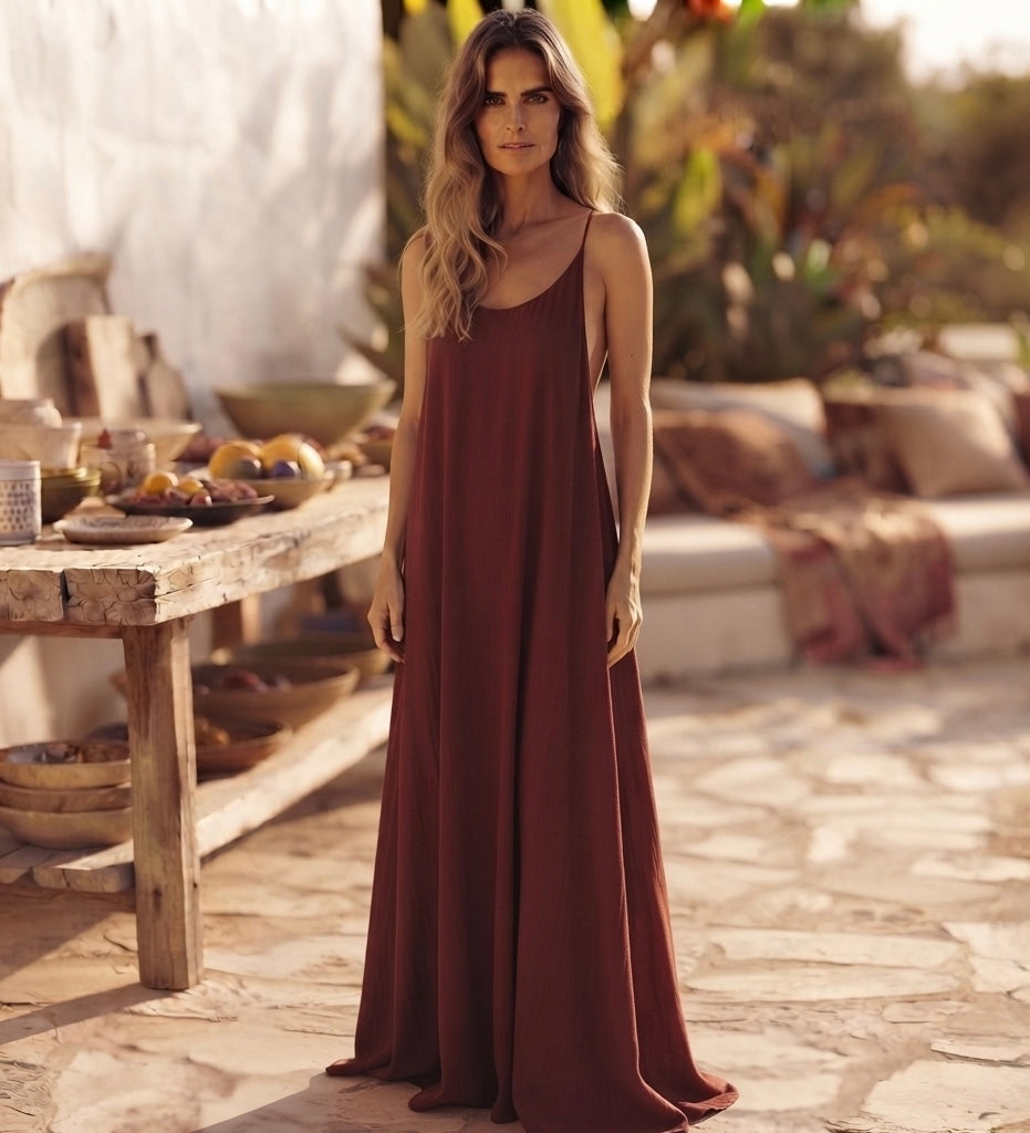 Noria elegant backless long dress for women