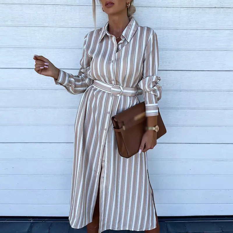 Eleganza long striped shirt dress Sunsoria Eleganza long striped shirt dress Sunsoria