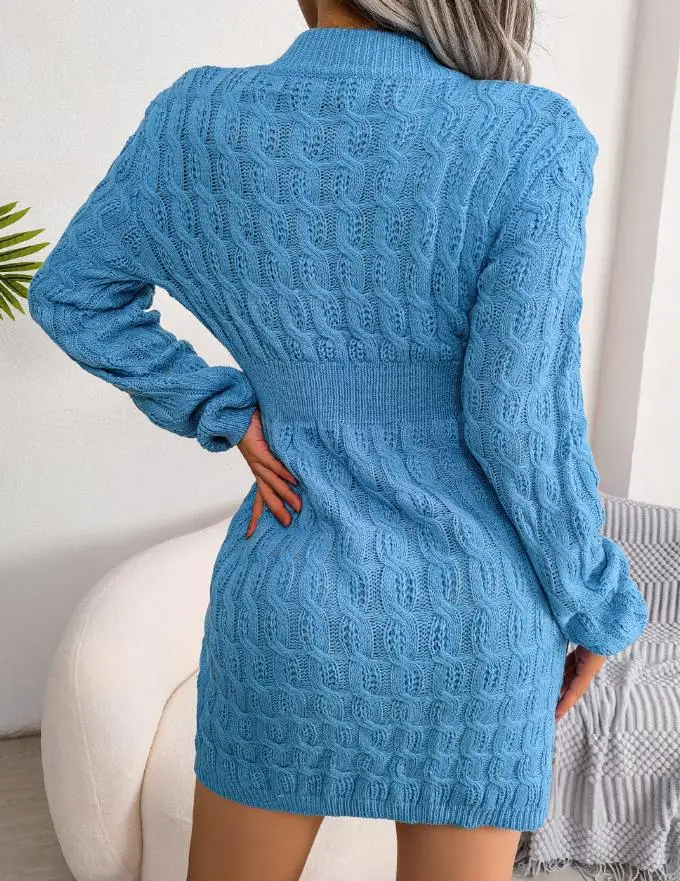 LaDiva gedrehtes Pulloverkleid mit Rundhalsausschnitt für Damen