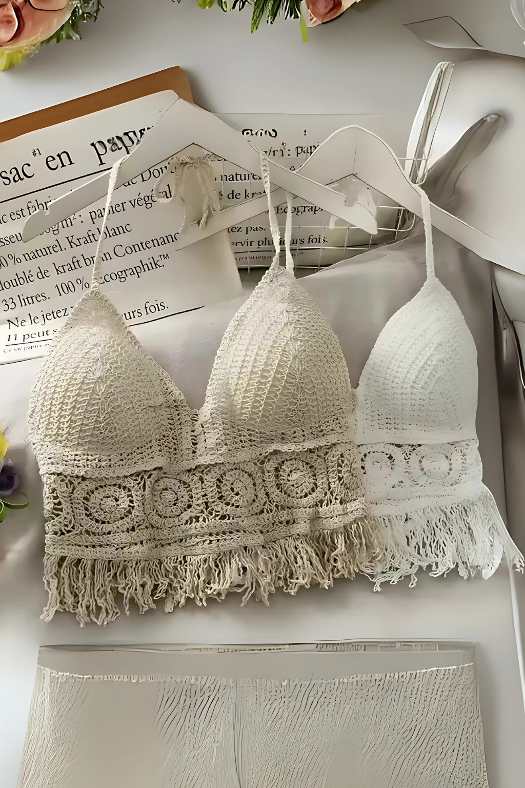 Kayra Damen-Tanktop im Bohemian-Stil mit Häkelmuster