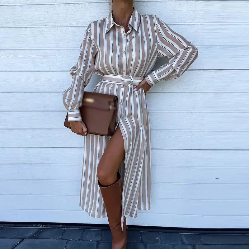 Eleganza long striped shirt dress