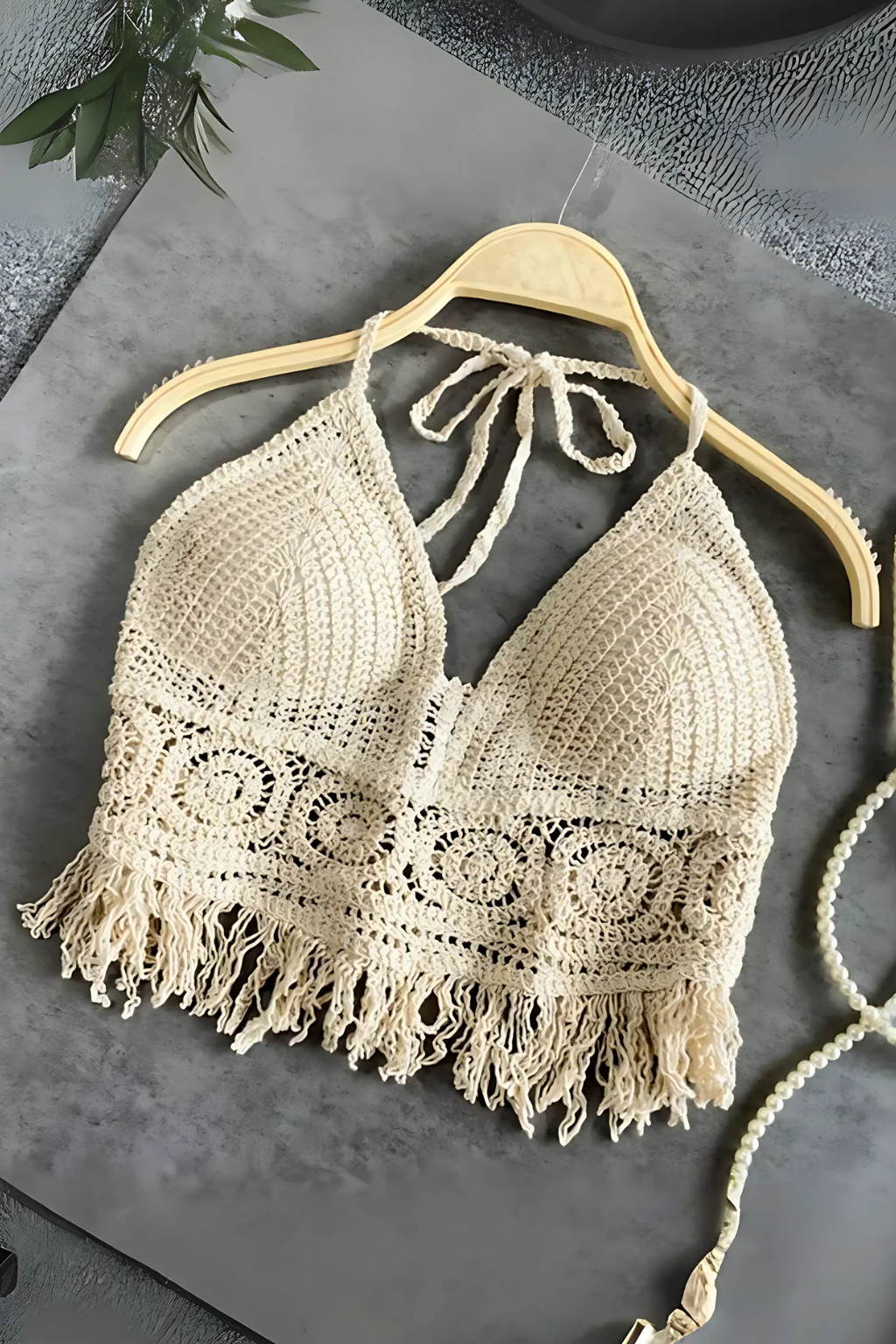 Kayra Damen-Tanktop im Bohemian-Stil mit Häkelmuster