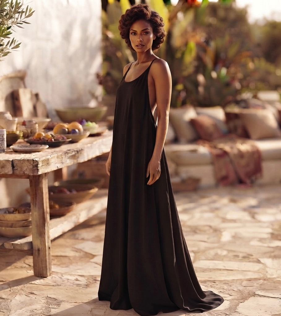 Noria elegant backless long dress for women