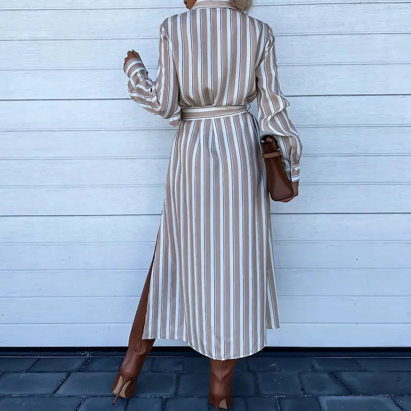 Eleganza long striped shirt dress