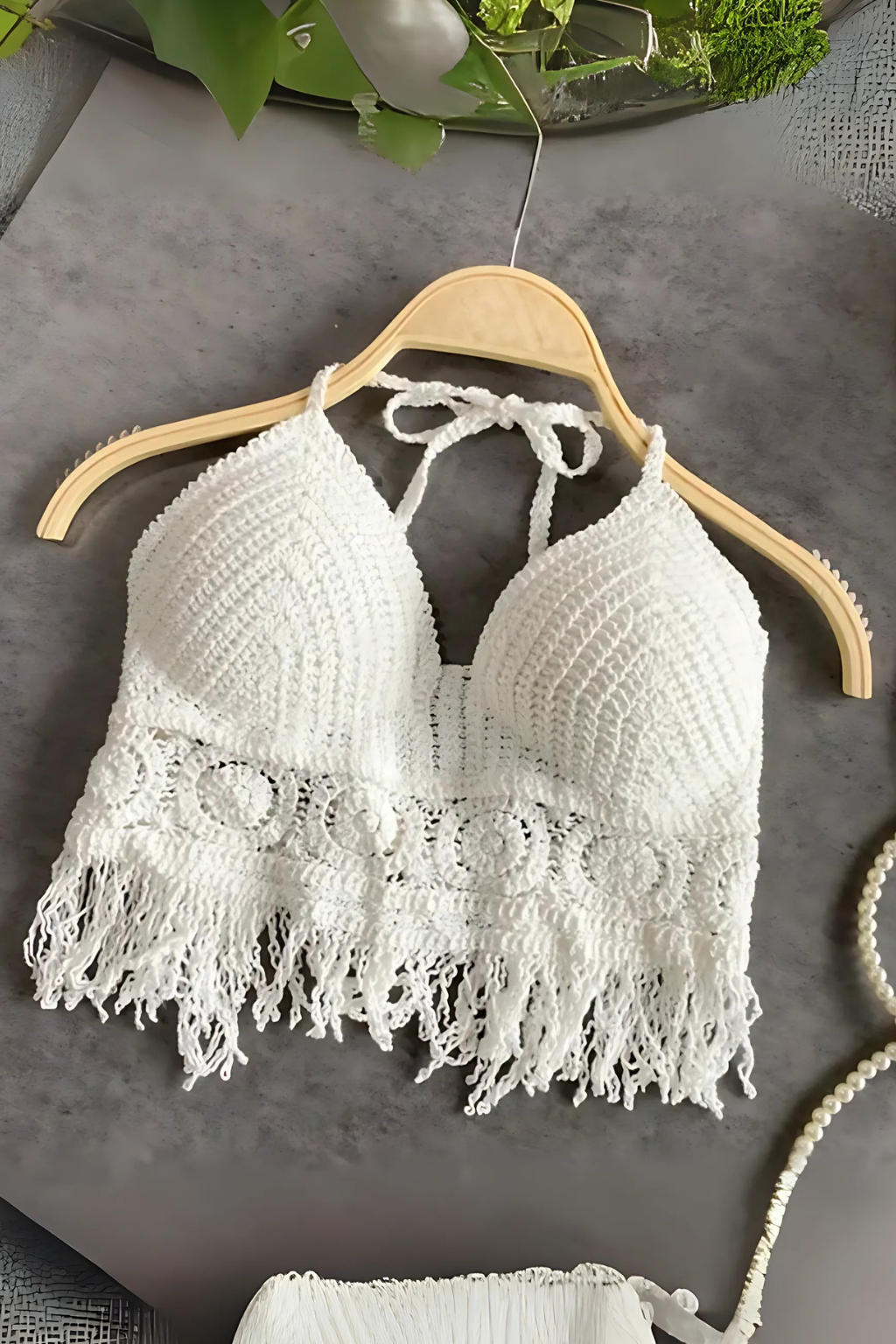 Kayra Damen-Tanktop im Bohemian-Stil mit Häkelmuster