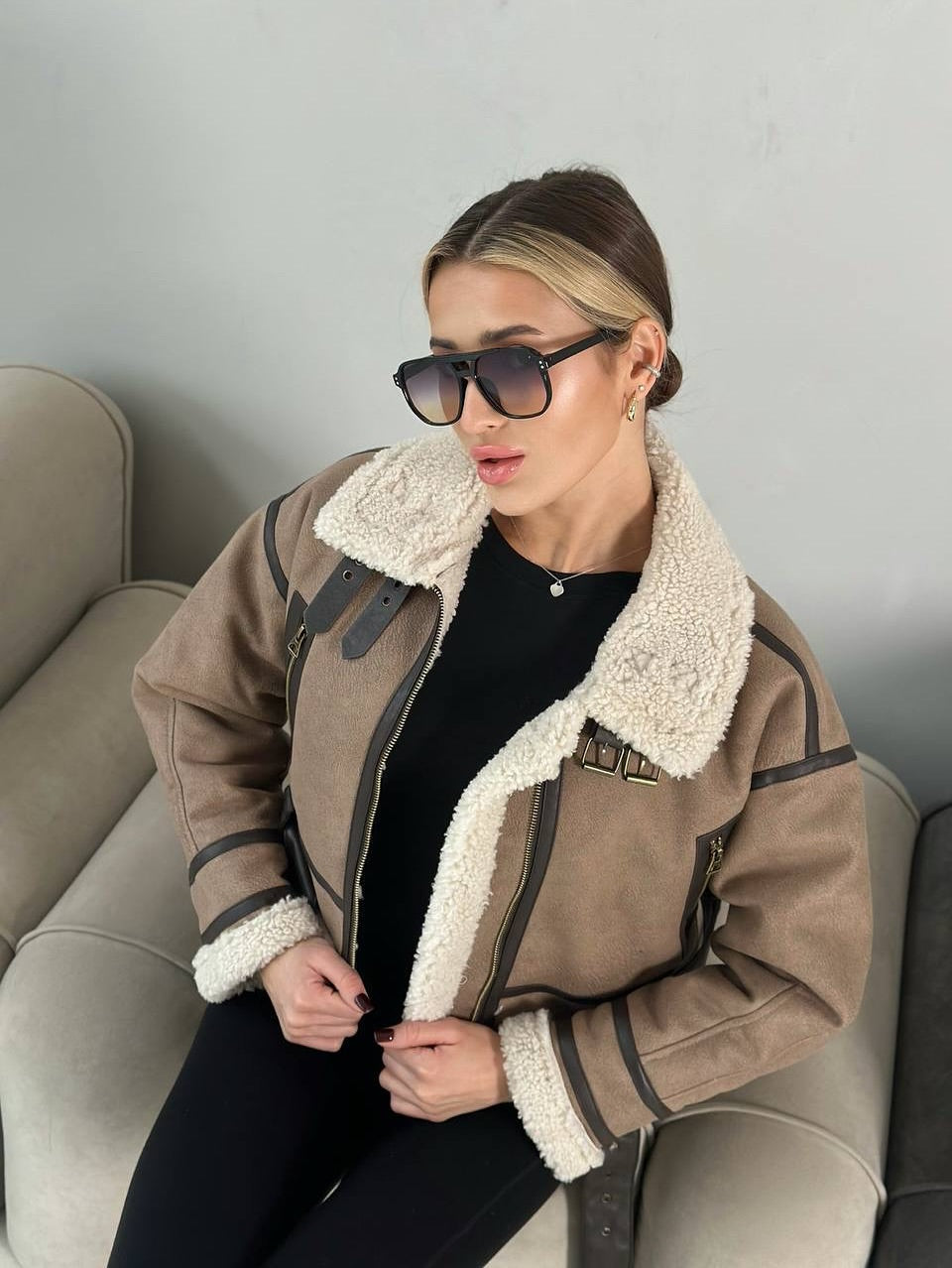 Shearova Vintage-Lammfelljacke