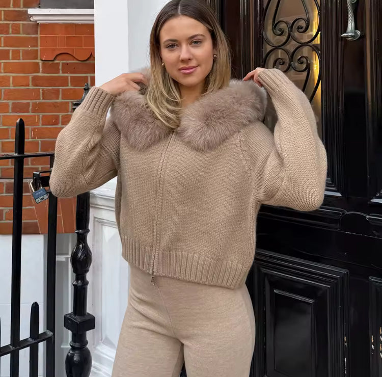 Colvéra Women's Fur Hooded Cardigan