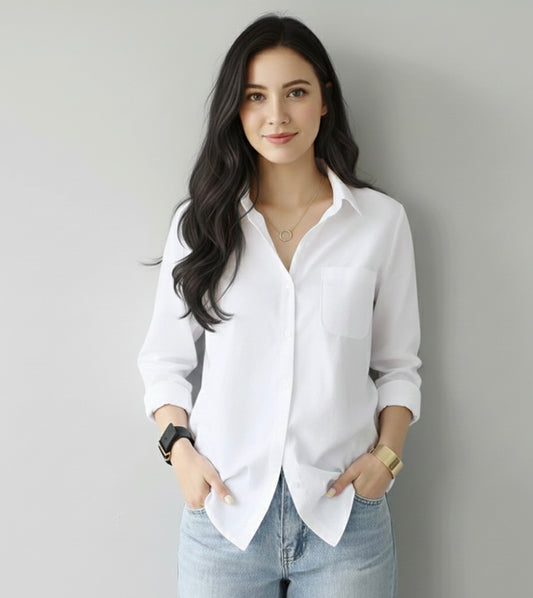 Trendy chic white women's blouse