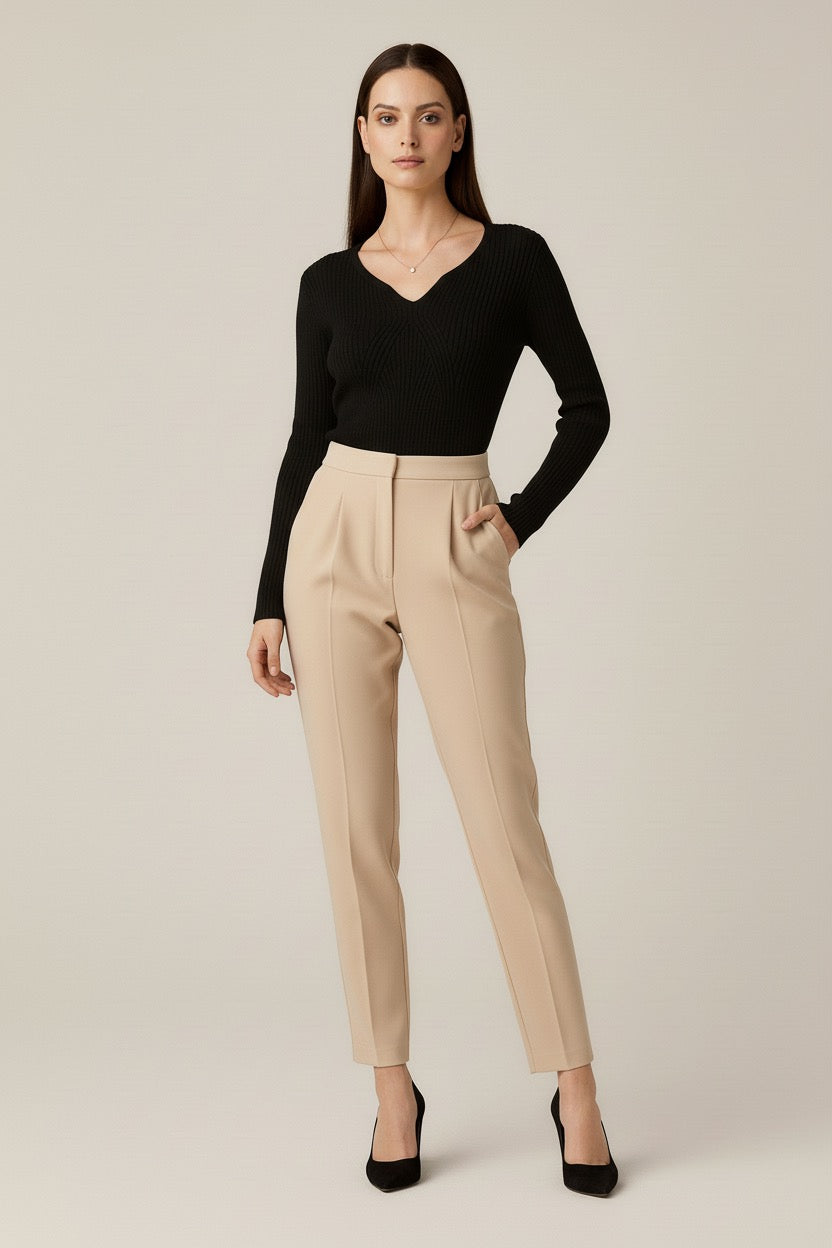 Chyra Damen-Langarmpullover mit V-Ausschnitt