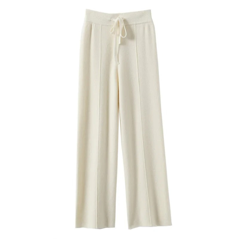 Pantalon Palazzo Taille Haute en Maille COZYAN