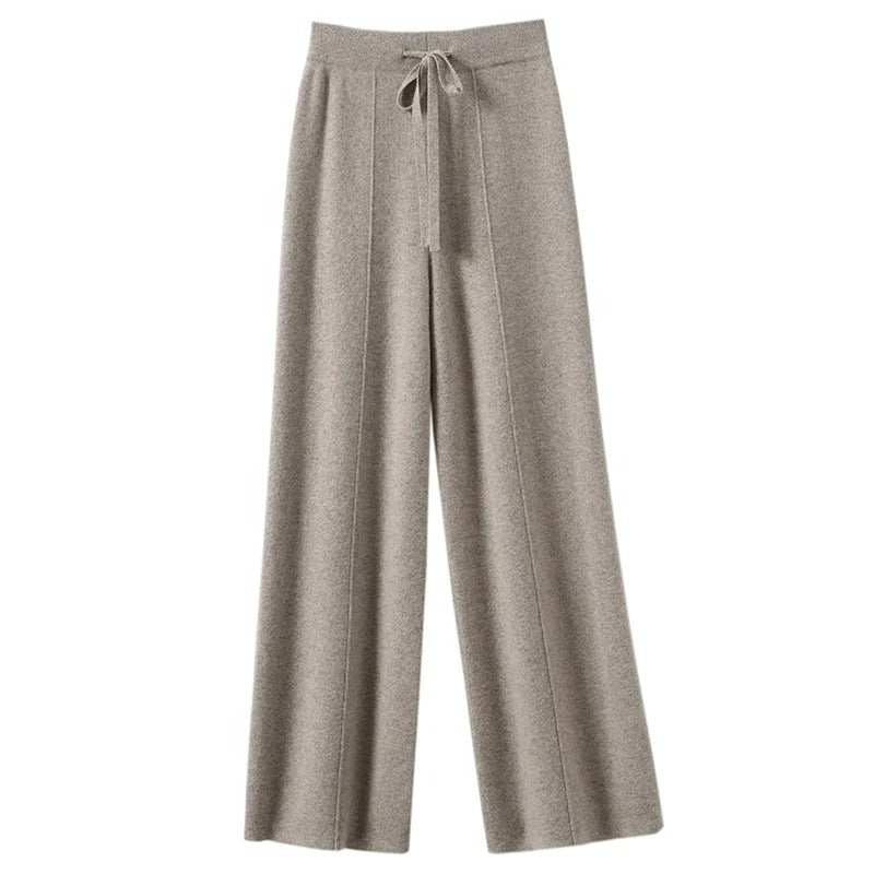 Pantalon Palazzo Taille Haute en Maille COZYAN