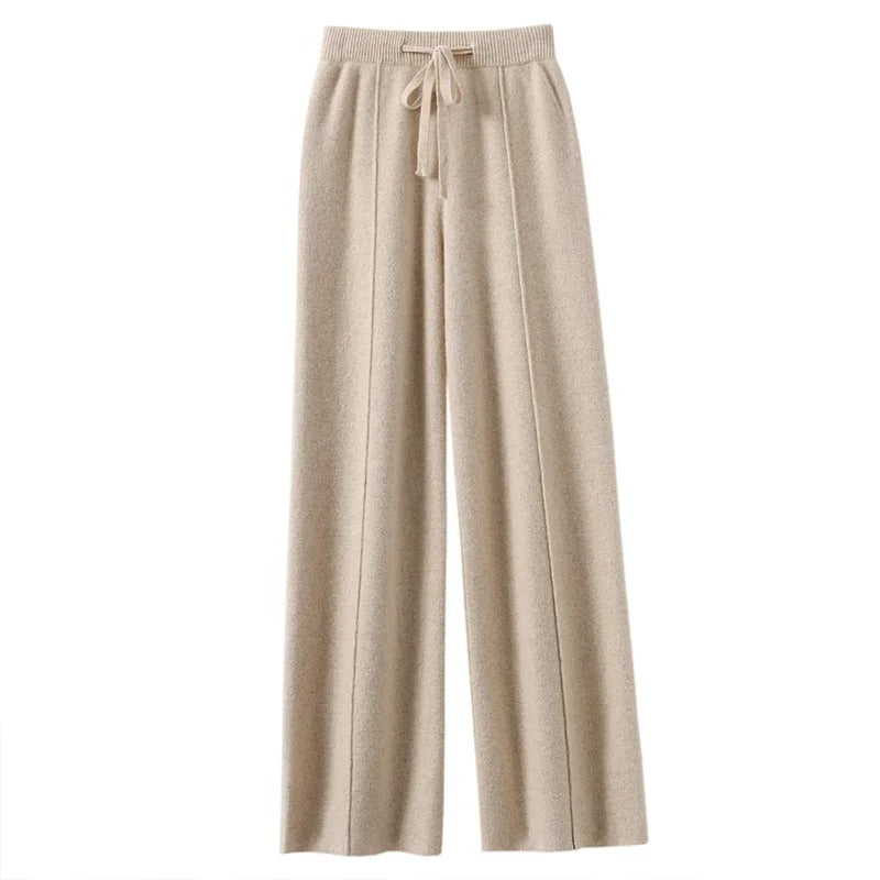 Pantalon Palazzo Taille Haute en Maille COZYAN