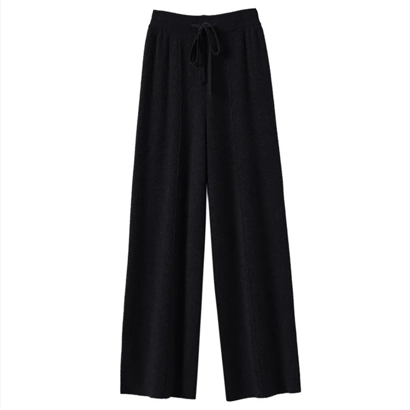 Pantalon Palazzo Taille Haute en Maille COZYAN