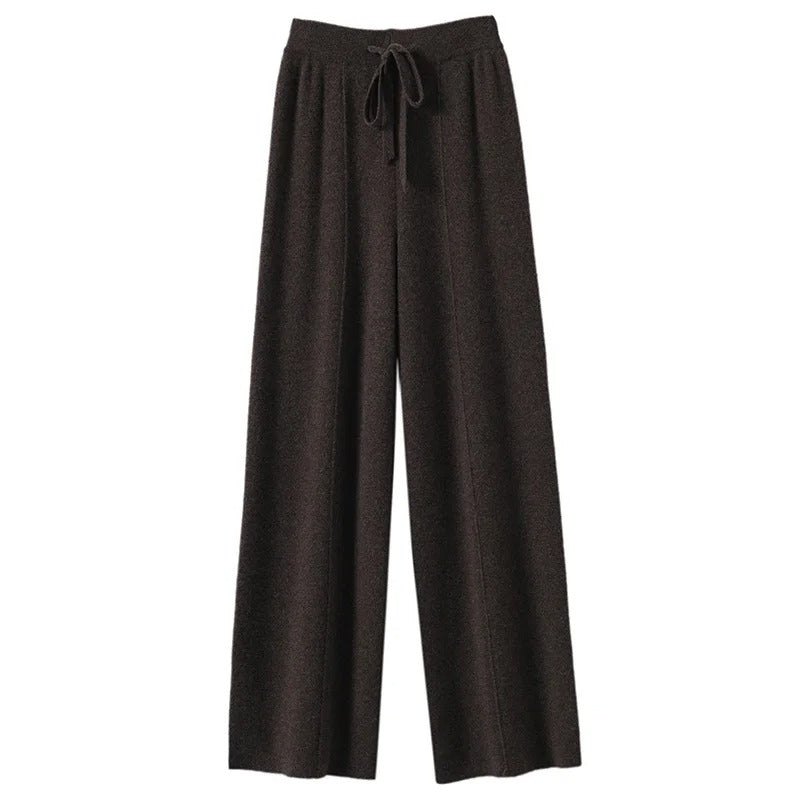 Pantalon Palazzo Taille Haute en Maille COZYAN