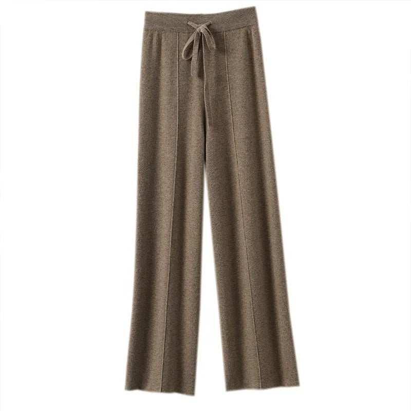 Pantalon Palazzo Taille Haute en Maille COZYAN