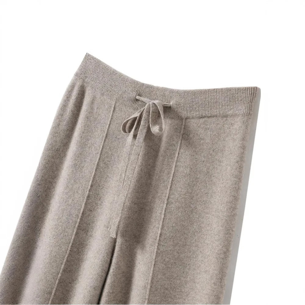 Pantalon Palazzo Taille Haute en Maille COZYAN