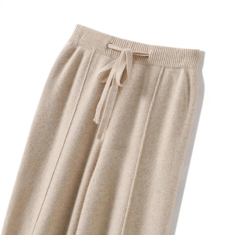 Pantalon Palazzo Taille Haute en Maille COZYAN