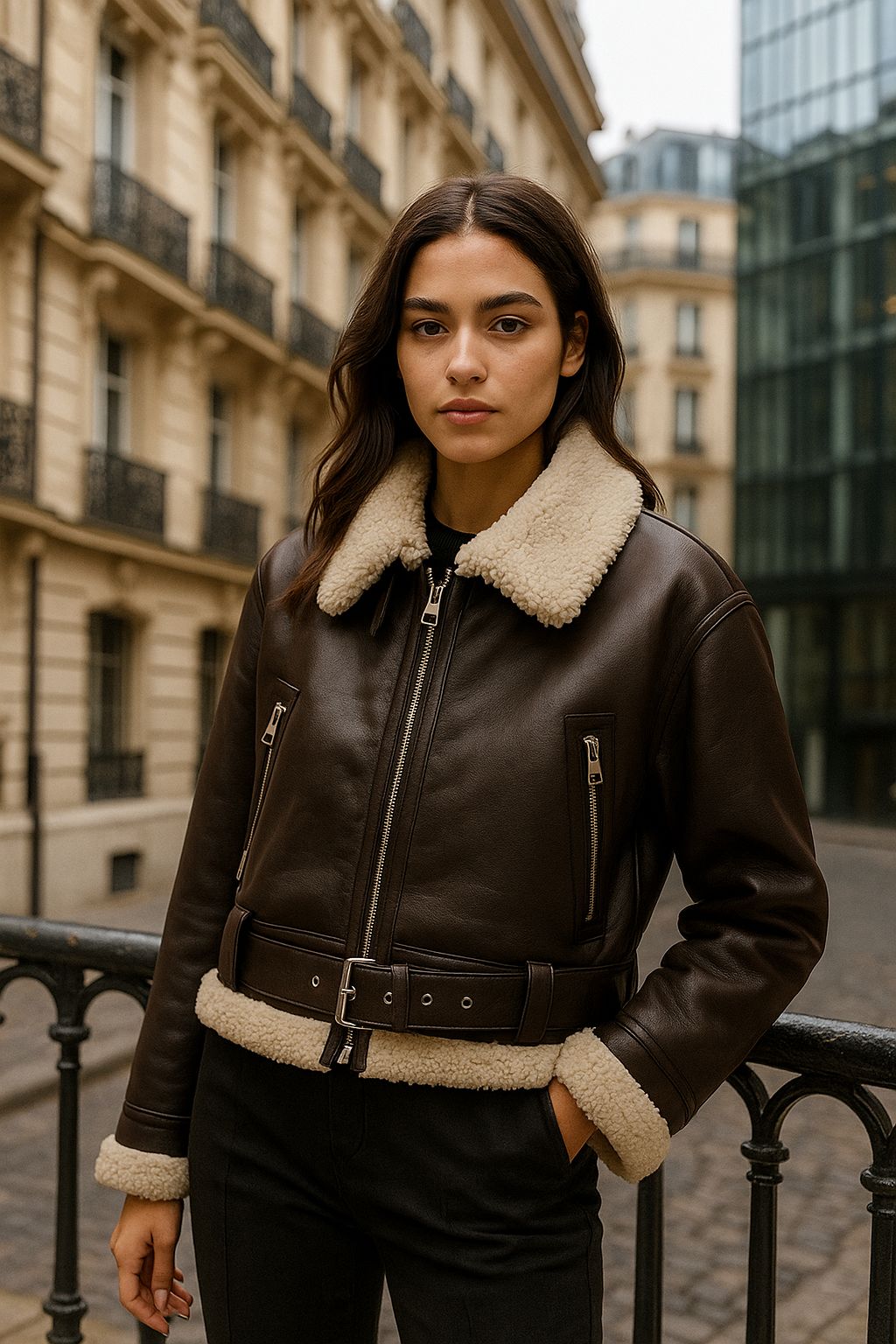 Kurze Vintage-Jacke mit Schaffelleffekt von Vintara