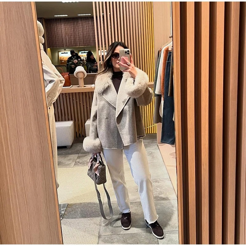 Furalis Oversized Coat with Fur Collar