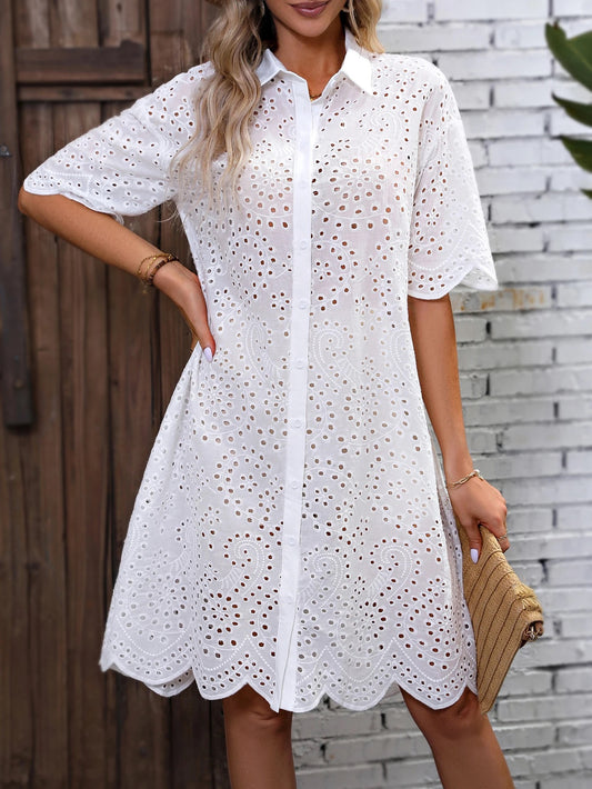 Celestia Embroidered Shirt Dress