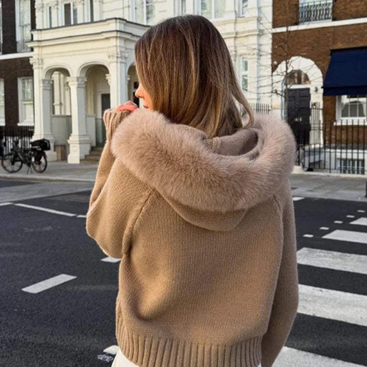 Colvéra Women's Fur Hooded Cardigan