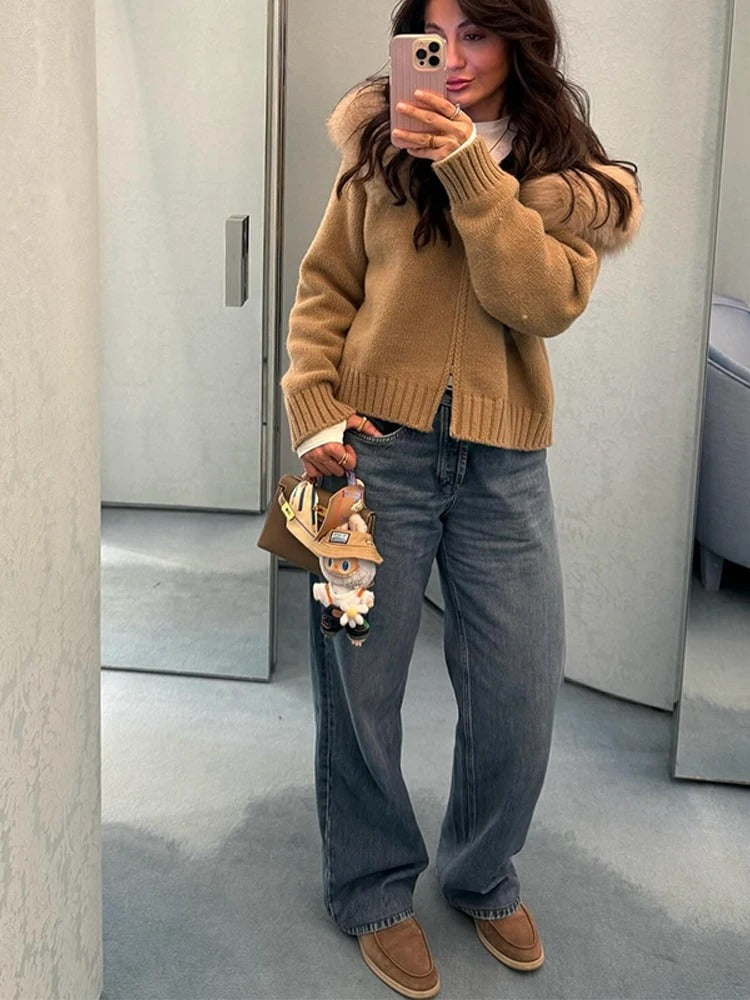 Colvéra Women's Fur Hooded Cardigan