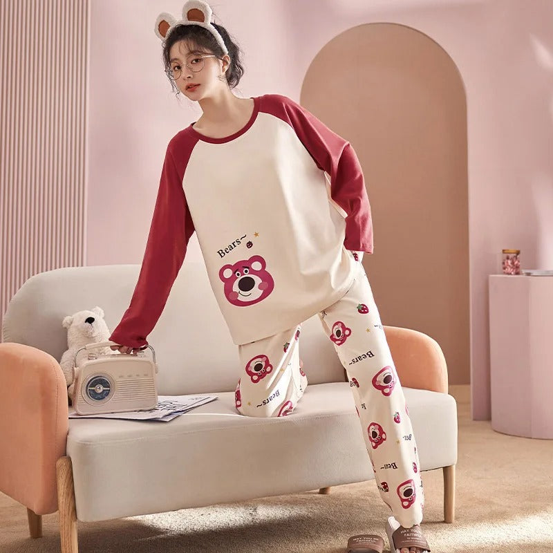 طقم بيجامة قطنية نسائية من فيليسيا